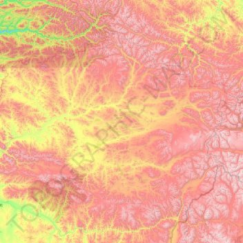Топографическая карта Тоджинский кожуун, высота, рельеф