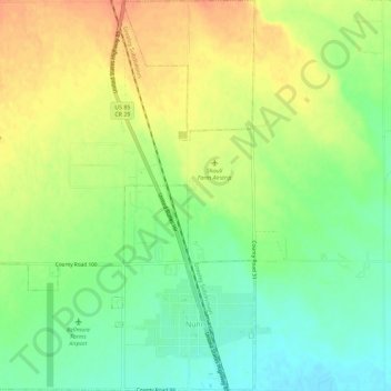 Топографическая карта Nunn, высота, рельеф