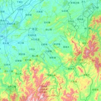 Топографическая карта 广丰区, высота, рельеф
