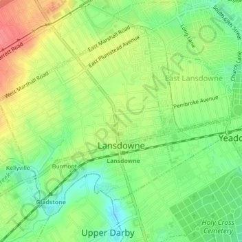 Топографическая карта Lansdowne, высота, рельеф