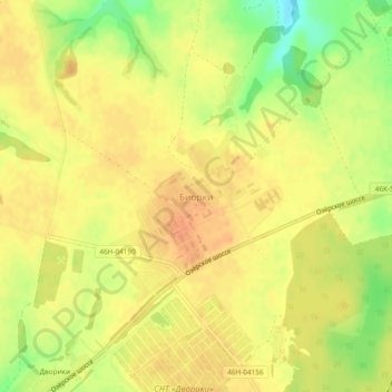 Топографическая карта Биорки, высота, рельеф