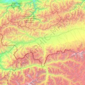 Топографическая карта Чон-Алайский район, высота, рельеф