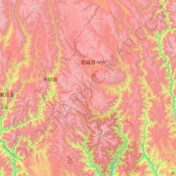 Топографическая карта Daocheng County, высота, рельеф