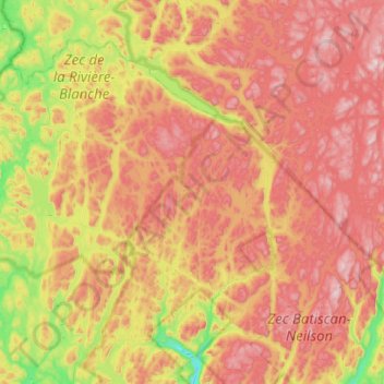 Топографическая карта Lac-Blanc, высота, рельеф