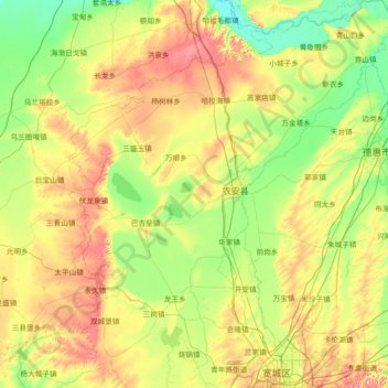 Топографическая карта 农安县, высота, рельеф