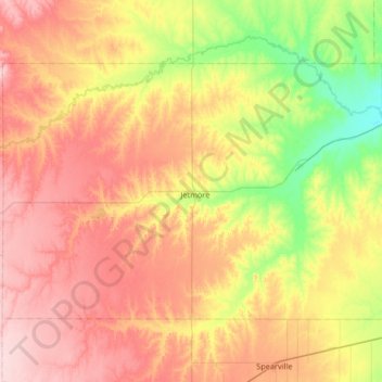 Топографическая карта Hodgeman County, высота, рельеф