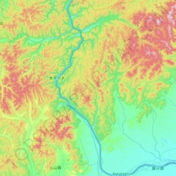 Топографическая карта Амурзетское сельское поселение, высота, рельеф