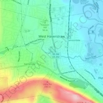 Топографическая карта Village of West Haverstraw, высота, рельеф