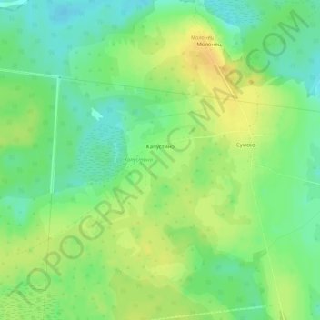 Топографическая карта Капустино, высота, рельеф