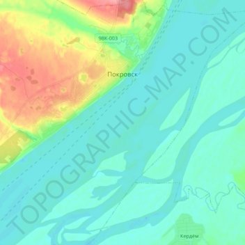 Топографическая карта Покровск, высота, рельеф