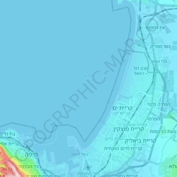 Топографическая карта Haifa Bay, высота, рельеф
