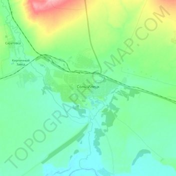 Топографическая карта Соль-Илецк, высота, рельеф
