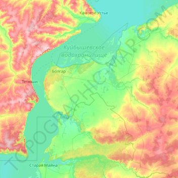 Топографическая карта Спасский район, высота, рельеф
