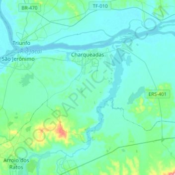 Топографическая карта Charqueadas, высота, рельеф