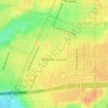 Топографическая карта Arlington Heights, высота, рельеф