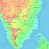 Топографическая карта Tamil Nadu, высота, рельеф