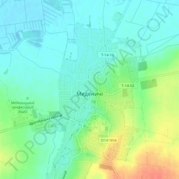 Топографическая карта Меденичи, высота, рельеф