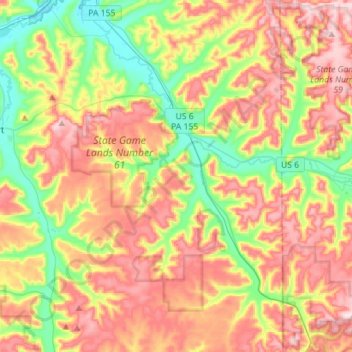 Топографическая карта Liberty Township, высота, рельеф