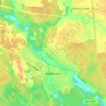 Топографическая карта Вербилки, высота, рельеф