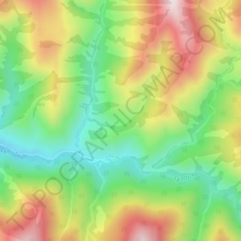 Топографическая карта Оздиг, высота, рельеф