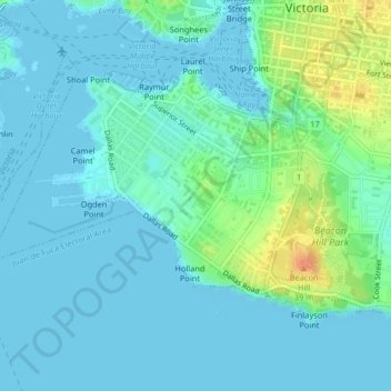 Топографическая карта James Bay, высота, рельеф