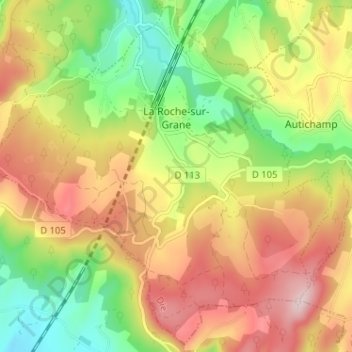 Топографическая карта La Roche-sur-Grane, высота, рельеф
