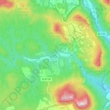 Топографическая карта Corres, высота, рельеф