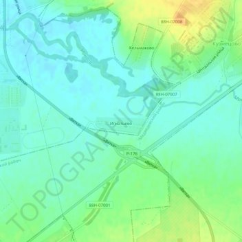 Топографическая карта Игнатьево, высота, рельеф