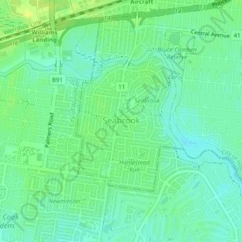 Топографическая карта Seabrook, высота, рельеф