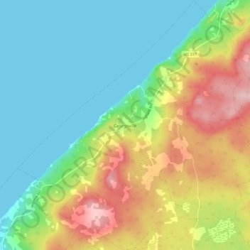 Топографическая карта Georgeville, высота, рельеф