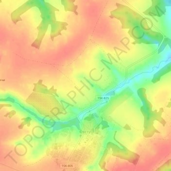 Топографическая карта Овстуг, высота, рельеф