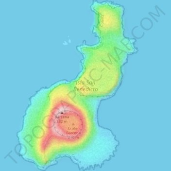 Топографическая карта Isla San Benedicto, высота, рельеф