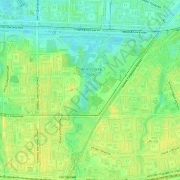 Топографическая карта Полежаевский парк, высота, рельеф