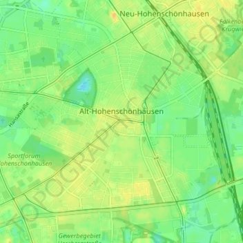 Топографическая карта Alt-Hohenschönhausen, высота, рельеф