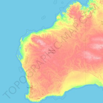 Топографическая карта Западная Австралия, высота, рельеф