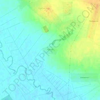 Топографическая карта Куптур, высота, рельеф