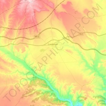 Топографическая карта Candasnos, высота, рельеф