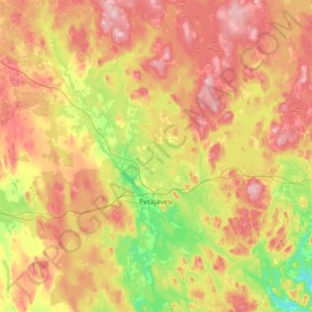 Топографическая карта Петяйявеси, высота, рельеф