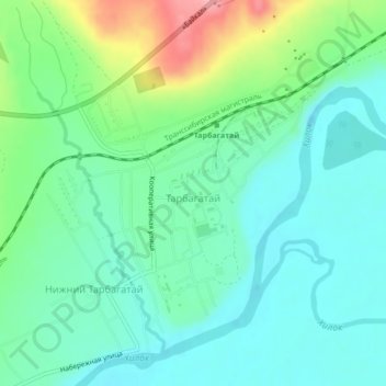 Топографическая карта Тарбагатай, высота, рельеф