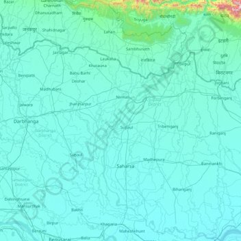 Топографическая карта Koshi River, высота, рельеф