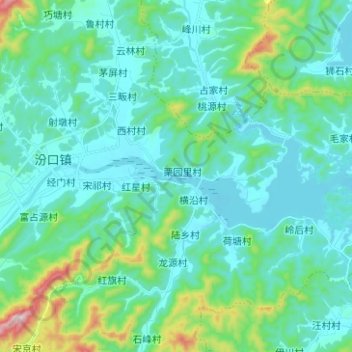 Топографическая карта 新安江水库, высота, рельеф