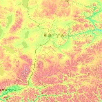 Топографическая карта 色尼区, высота, рельеф