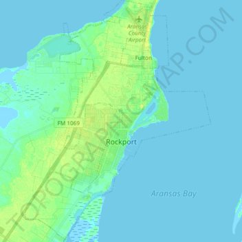 Топографическая карта Rockport, высота, рельеф