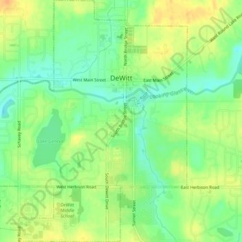 Топографическая карта DeWitt, высота, рельеф