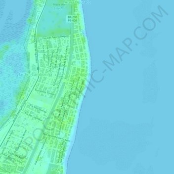 Топографическая карта Praia de Camboinha, высота, рельеф