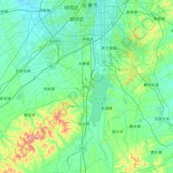 Топографическая карта 朝阳区, высота, рельеф