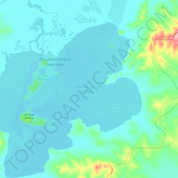 Топографическая карта Чукчагирское озеро, высота, рельеф