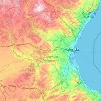 Топографическая карта Valencia, высота, рельеф