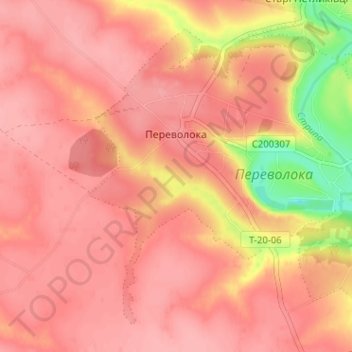 Топографическая карта Perevoloka, высота, рельеф