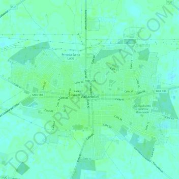 Топографическая карта Valladolid, высота, рельеф